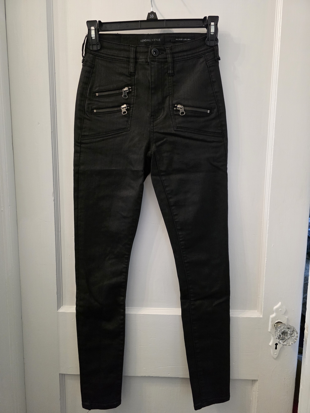Kendall + Kylie Black High-Waist Skinny Zipper Pants